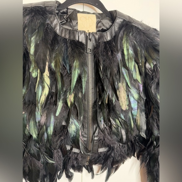 Chaser - Real Feather Jacket- Black & Iridescent - XS NWT - Picture 3 of 7